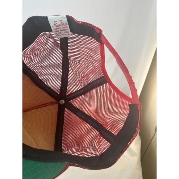 Vintage New Era Raychem Red Trucker Snapback Hat With Dupont Visor NWOT - Picture 7 of 8